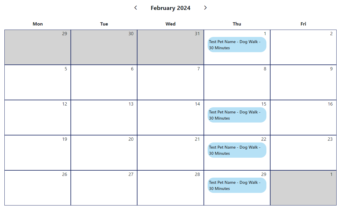 Hawkes Walks Online Booking Calendar